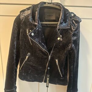 Blank NYC Black Velvet Leather Jacket